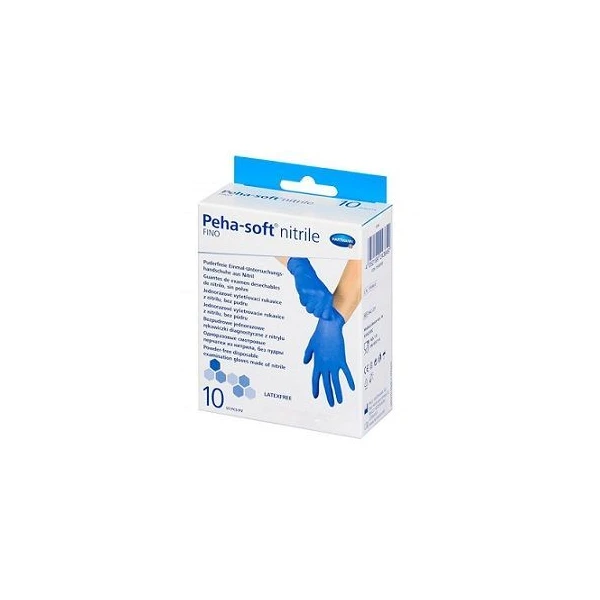 Rękawiczki Peha-Soft nitrile fino, nitrylowe, niejałowe, bezpudrowe, rozmiar M, 10 sztuk