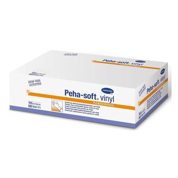 Rękawiczki Peha-soft, winylowe, niesterylne, niepudrowane, rozmiar S, 100 sztuk