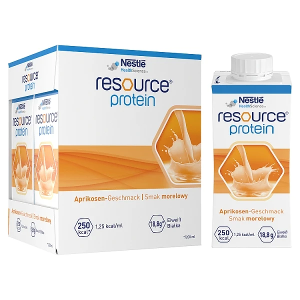 Resource Protein, odżywczy produkt wysokobiałkowy, morela, płyn, 4x200ml