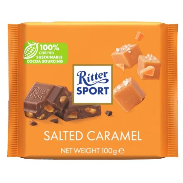[DATA - 2027-01-16] Ritter Sport, Salted Caramel, czekolada mleczna z kawałkami solonego karmelu, 100g