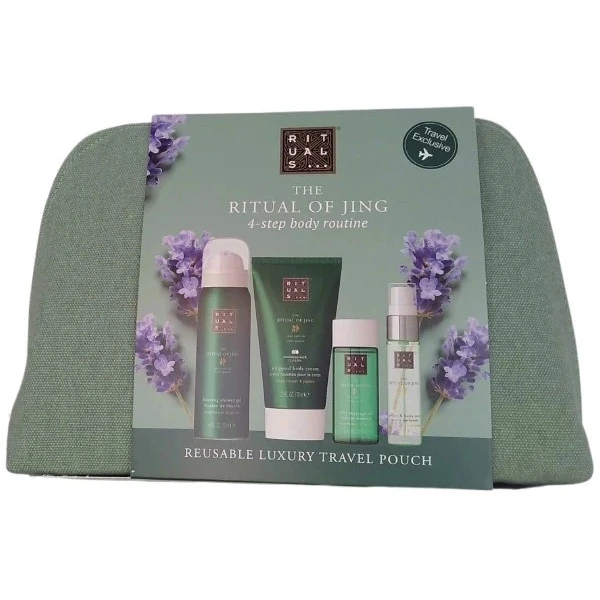 Rituals, The Ritual of Jing, pianka pod prysznic, 50ml + olejek do masażu, 50ml + mgiełka do pościeli, 20ml + krem do ciała, 70ml + kosmetyczka