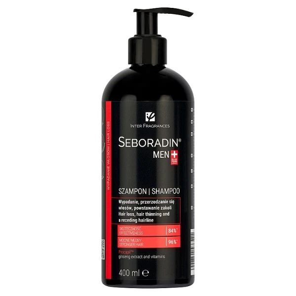 Seboradin Men, szampon przeciw wypadaniu włosów dla mężczyzn, pompka, 400ml