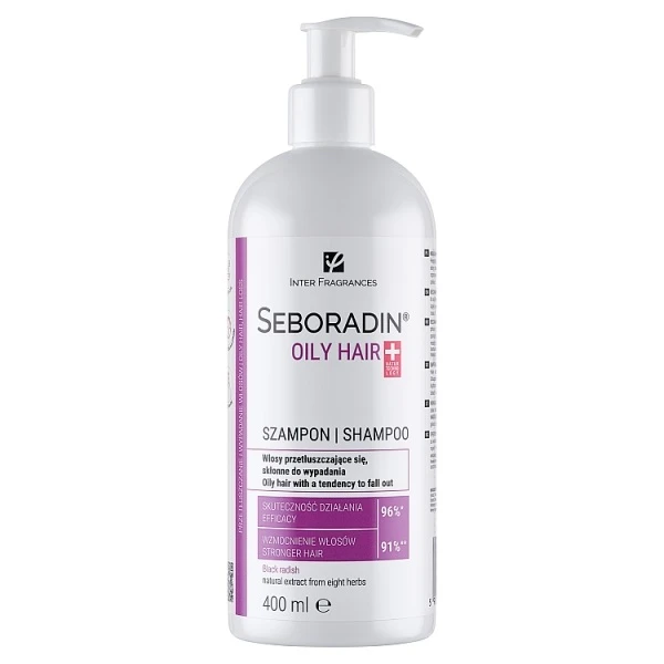 Seboradin Oily Hair, szampon do włosów przetłuszczających się i skłonnych do wypadania, pompka, 400ml