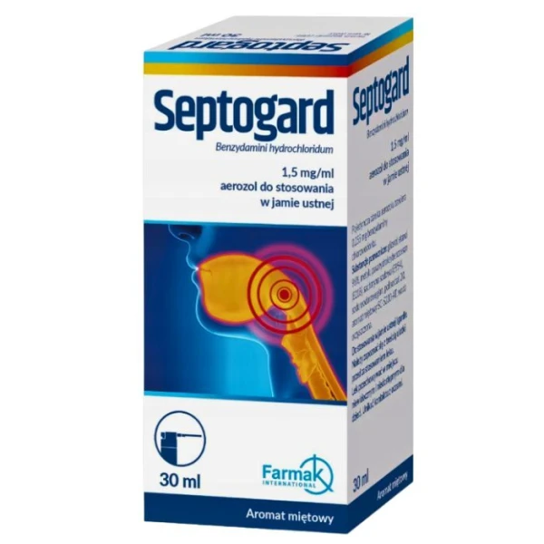 Septogard 1,5mg/ml, aerozol do stosowania w jamie ustnej, 30ml