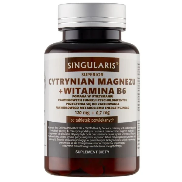 Singularis Superior, Cytrynian magnezu + witamina B6, 60 tabletek