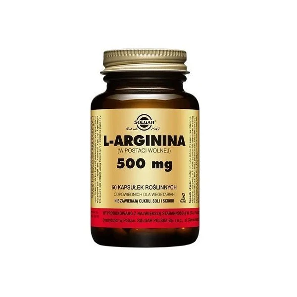 Solgar L-arginina 500mg, 50 kapsułek