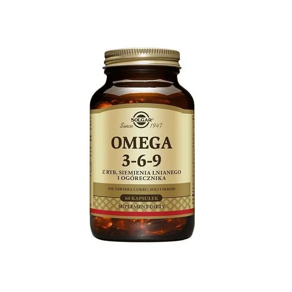 Solgar Omega 3-6-9, z ryb, siemienia lnianego i ogórecznika, 60 kapsułek