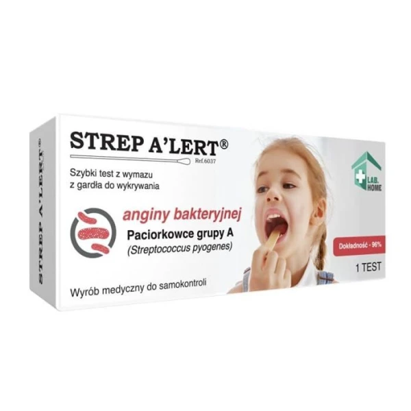 Strep A'lert, test do wykrywania anginy bakteryjnej i szkarlatyny, 1 sztuka