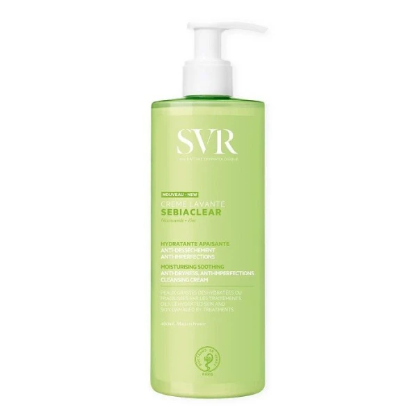 SVR Sebiaclear Creme Lavante, delikatny krem do mycia twarzy i ciała, skóra trądzikowa, 400ml