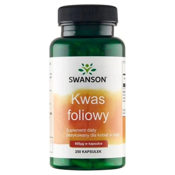 Swanson, Kwas foliowy 800mcg, 250 kapsułek