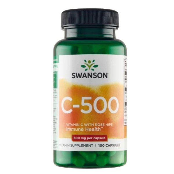 Swanson,witamina C 500mg z dziką różą, 100 kapsułek