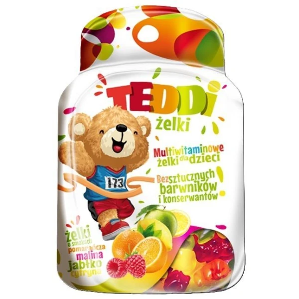 Teddi, żelki multiwitaminowe dla dzieci, smak owocowy, po 3 roku życia, 60 sztuk