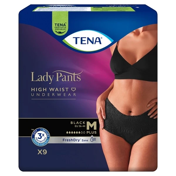 Majtki chłonne Tena Lady Pants Plus Noir, rozmiar M, chłonność 6/8, 9 sztuk