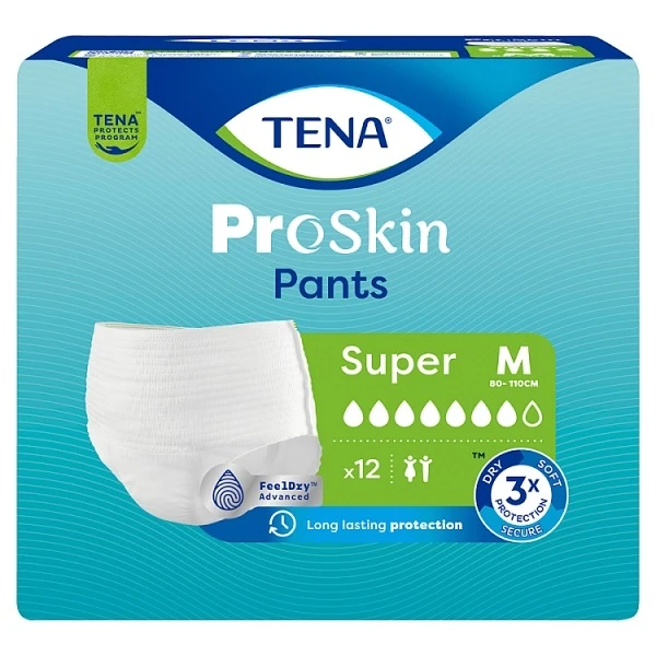Majtki chłonne Tena Pants ProSkin Super, rozmiar M, chłonność 7/8, 12 sztuk