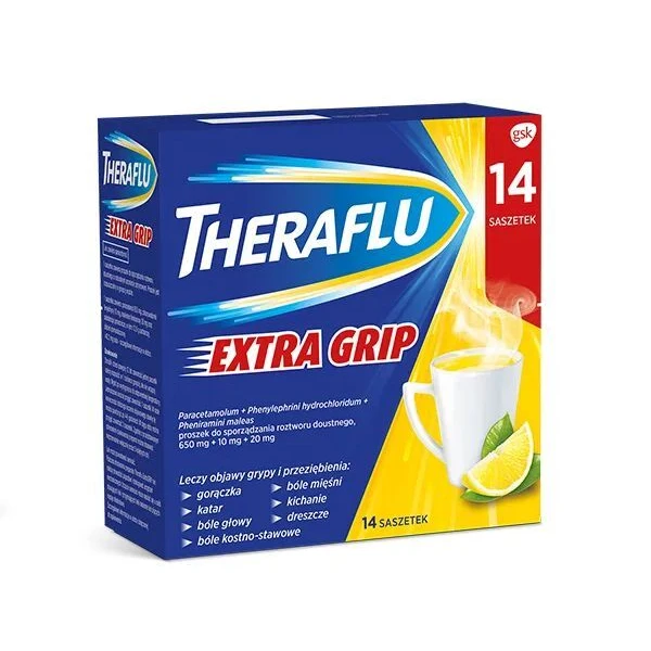 Theraflu Extra Grip (650mg+10mg+20mg), proszek, 14 saszetek