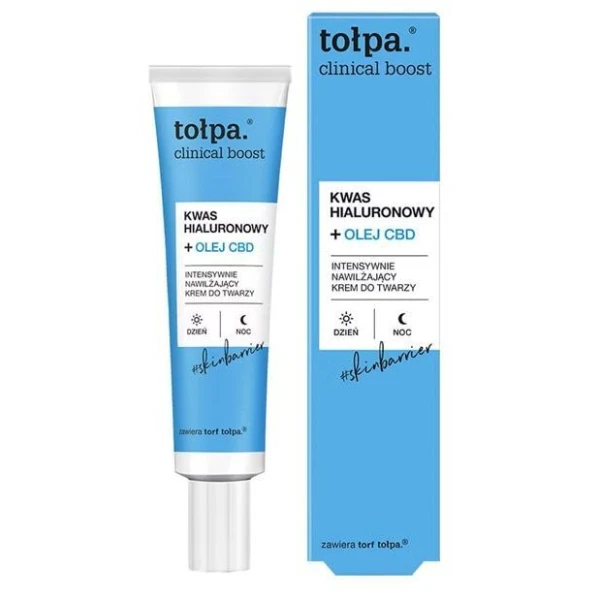 Tołpa Clinical Boost, kwas hialuronowy + olej CBD, intensywnie nawilżający krem do twarzy, 40ml