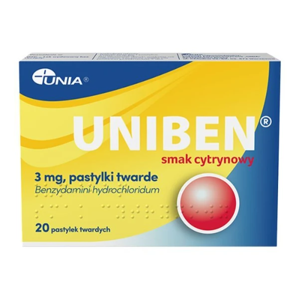 Uniben 3mg, smak cytrynowy, 20 pastylek do ssania