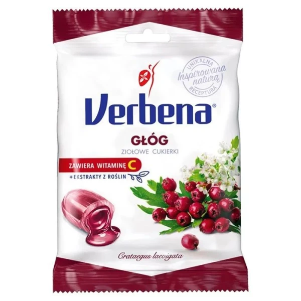 Verbena Głóg, nadziewane ziołowe cukierki z głogiem i witaminą C, 60g