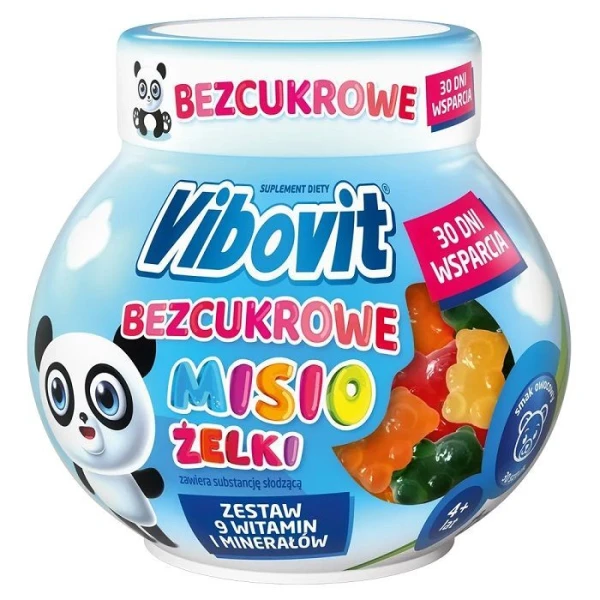 Vibovit Bezcukrowe Misio Żelki, żelki smak owocowy, dla dzieci po 4 roku życia, 30 sztuk