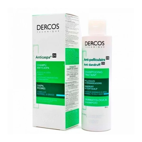 Vichy Dercos Anti Dandruff DS, szampon przeciwłupieżowy, włosy normalne i przetłuszczające się, 200ml
