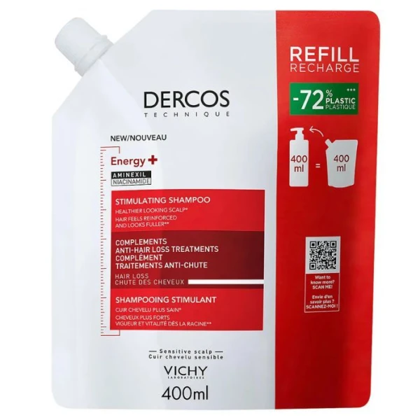 Vichy Dercos Energy+, szampon wzmacniający, eco-refill, 400ml