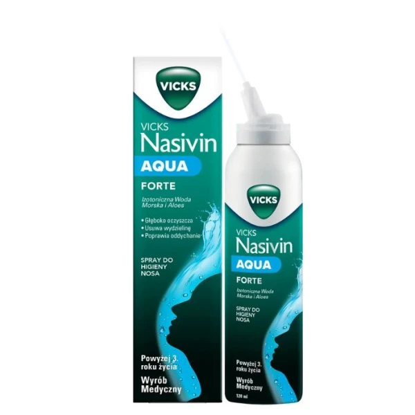 Vicks Nasivin Aqua Forte, spray do higieny nosa, powyżej 3 roku życia, 120ml