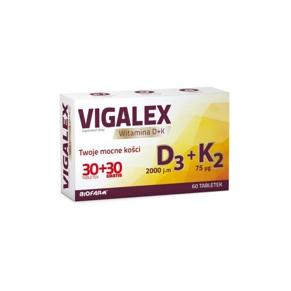 Vigalex witamina D3 2000 j.m. + K2 75mcg, 60 tabletek