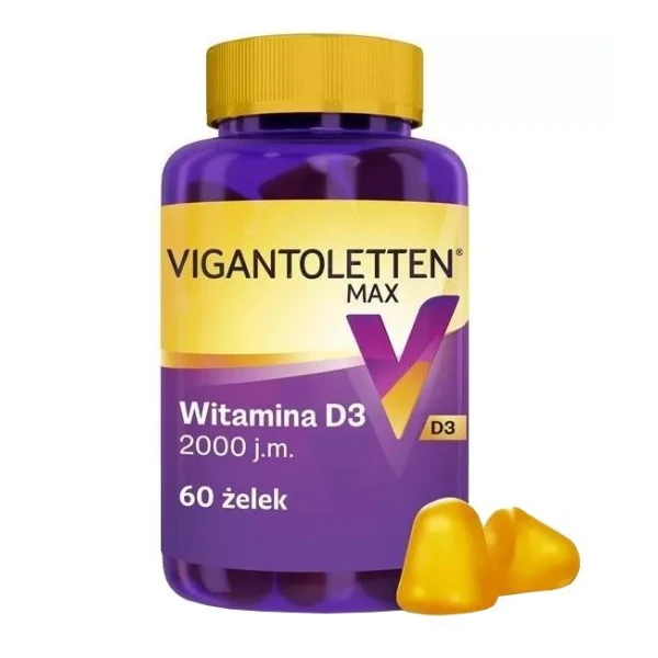 Vigantoletten Max 2000 j.m., żelki o smaku cytrynowym, 60 sztuk