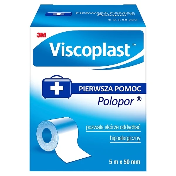 Przylepiec Polopor, Viscoplast, włókninowy, biały, 5m x 50mm, 1 sztuka