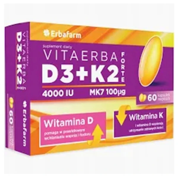 VitaErba D3 + K2 Forte, 60 kapsułek 