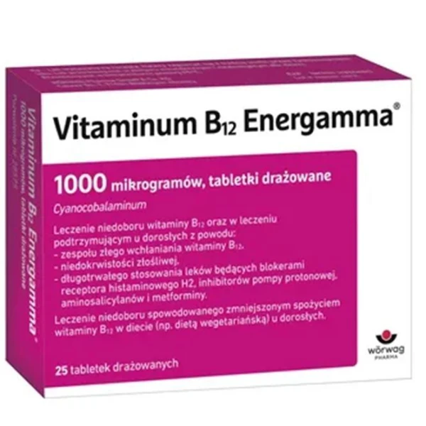Vitaminum B12 Energamma 1000mcg, 25 tabletek