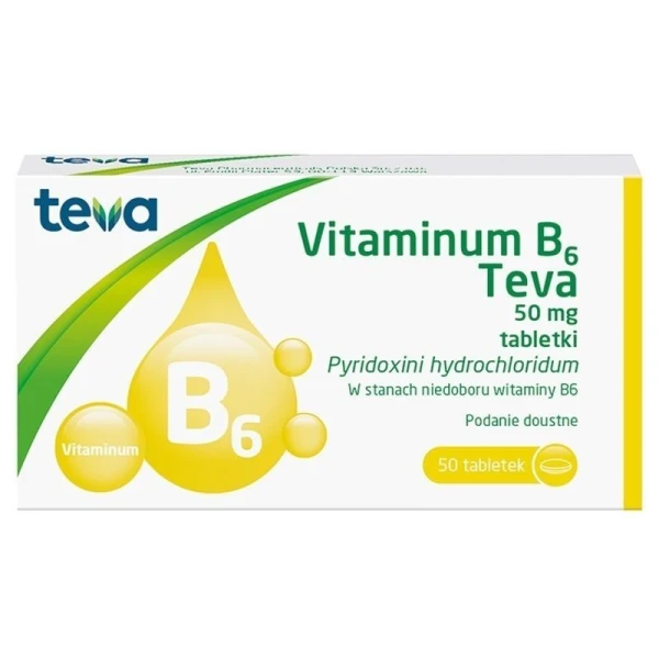Vitaminum B6 50mg, Teva, 50 tabletek