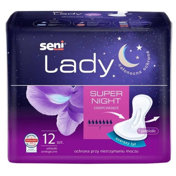 Wkładki urologiczne Seni Lady Super Night, chłonność 7/7, 12 sztuk