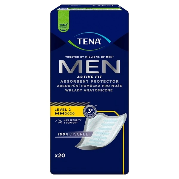 Wkłady anatomiczne Tena Men Active Fit, Level 2, chłonność 4/8, 20 sztuk
