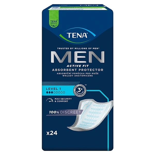 Wkłady anatomiczne Tena Men Active Fit, Level 1, chłonność 3/8, 24 sztuki