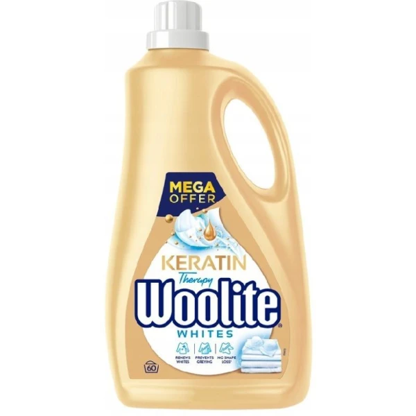 Woolite Keratin Therapy, płyn do prania białych tkanin i jasnych kolorów, 3,6l
