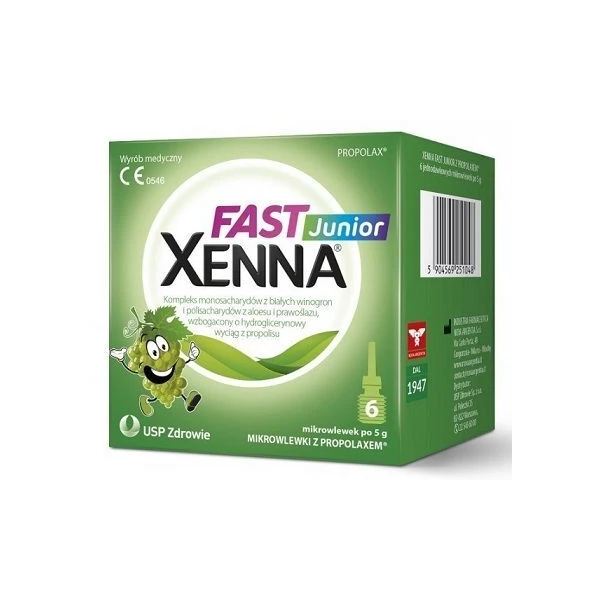 Xenna Fast Junior, mikrowlewki doodbytnicze, po 1 roku życia, 6 sztuk po 5g