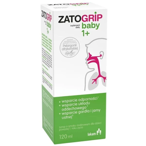 Zatogrip Baby 1+, syrop, po 1 roku życia, smak malinowy, 120ml