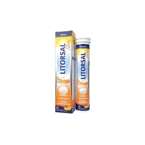 Zdrovit Litorsal Slim, smak pomarańczowy, 24 tabletki musujące