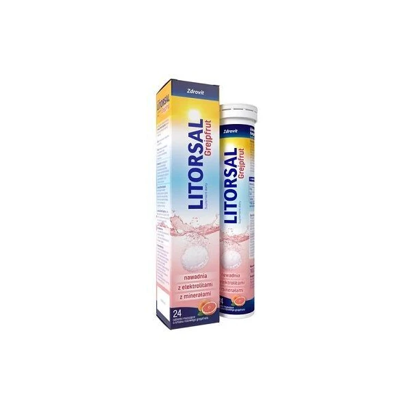 Zdrovit Litorsal, smak różowego grejpfruta, 24 tabletki musujące