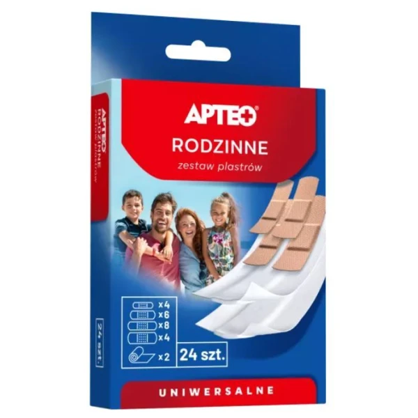 Zestaw plastrów, Apteo Care, rodzinne, 24 sztuki