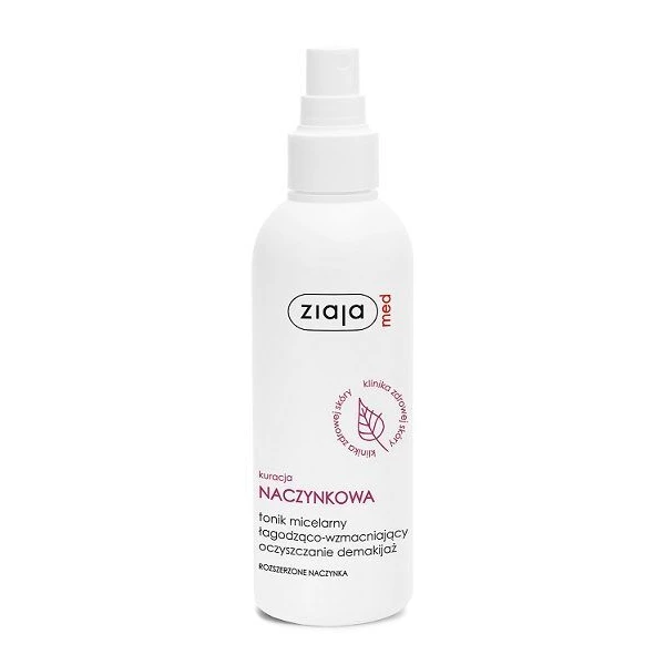 Ziaja Med Kuracja Naczynkowa, tonik micelarny łagodząco-wzmacniający, skóra naczynkowa, 200ml