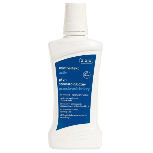 Ziaja Mintperfekt, płyn stomatologiczny przeciwpróchniczy, Activ, 500ml