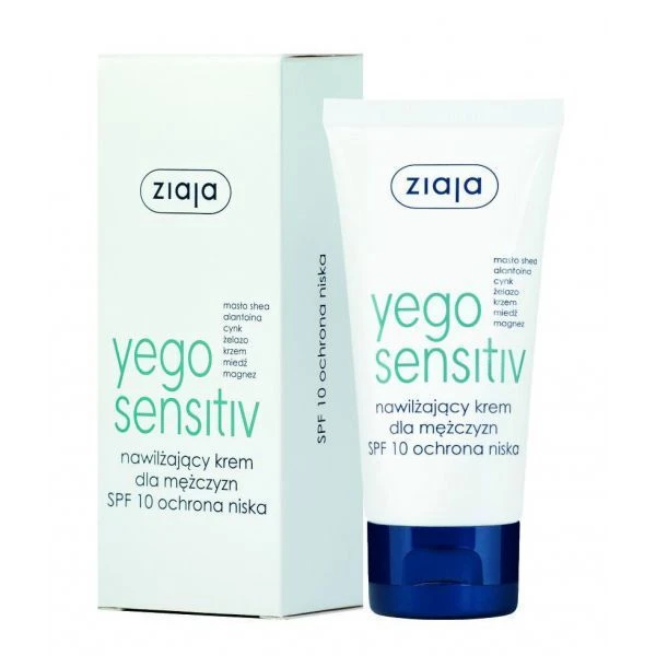 Ziaja Yego Sensitiv, krem nawilżający dla mężczyzn SPF10, 50ml