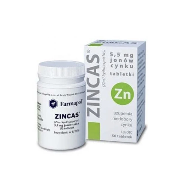 Zincas, 5,5mg jonów cynku, 50 tabletek
